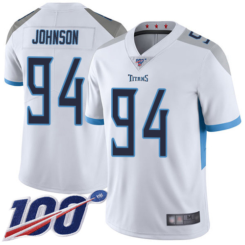 Tennessee Titans Limited White Men Austin Johnson Road Jersey NFL Football #94 100th Season Vapor Untouchable->women nfl jersey->Women Jersey